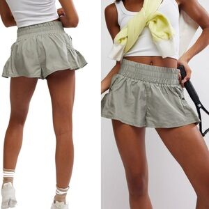 NWT FREE PEOPLE - FP Movement Women's Get Your Flirt On Shorts Large sage stone